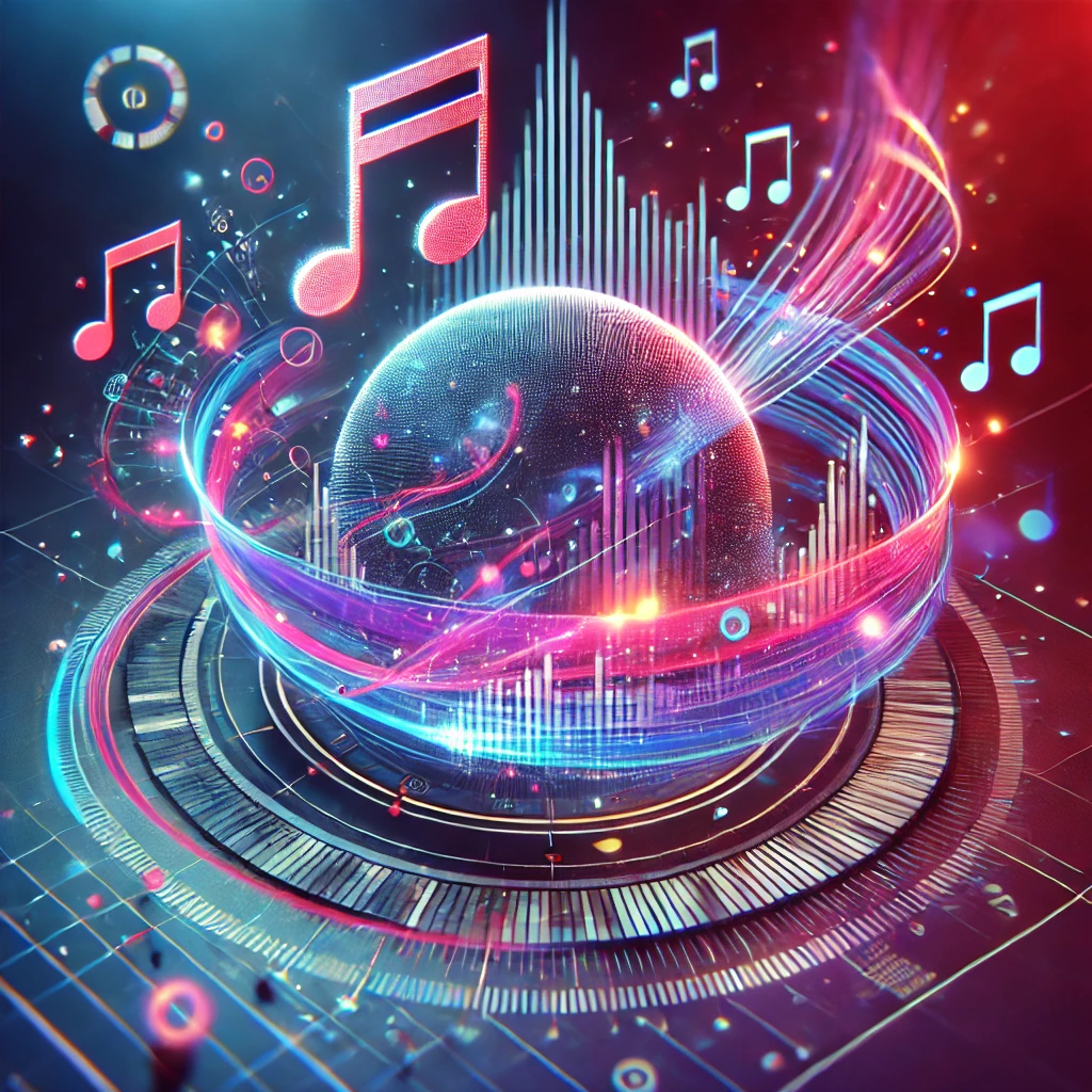 futuristic and creative 3D abstract design representing Music Videos & Lyric Video Editing.