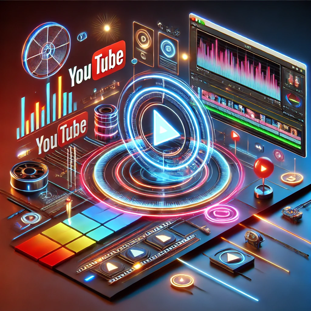 futuristic and creative 3D abstract design representing YouTube & Long-Form Content Editing.